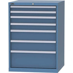 LISTA - 7 Drawer, 45 Compartment Bright Blue Steel Modular Storage Cabinet - Exact Tooling