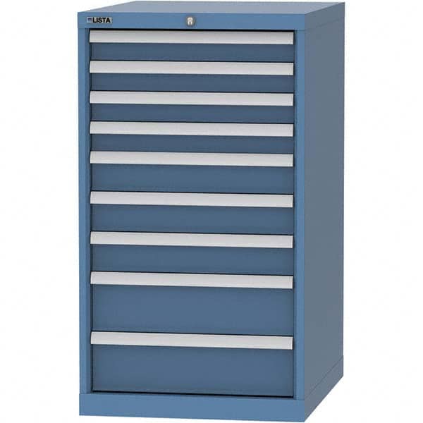LISTA - 9 Drawer, 99 Compartment Bright Blue Steel Modular Storage Cabinet - Exact Tooling