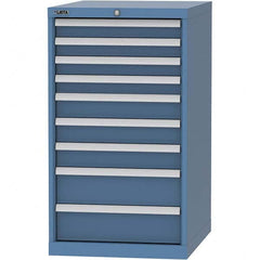 LISTA - 9 Drawer, 99 Compartment Bright Blue Steel Modular Storage Cabinet - Exact Tooling