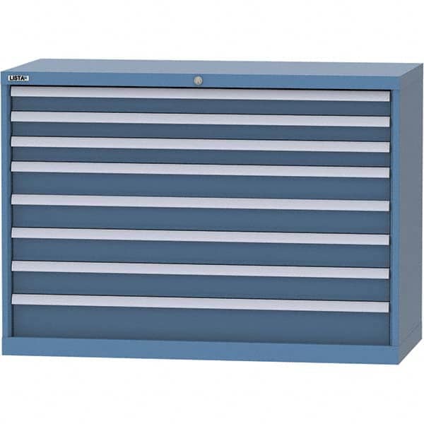 LISTA - 8 Drawer, 99 Compartment Bright Blue Steel Modular Storage Cabinet - Exact Tooling