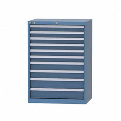 LISTA - 9 Drawer, 124 Compartment Bright Blue Steel Modular Storage Cabinet - Exact Tooling