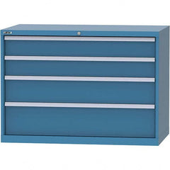 LISTA - 4 Drawer, 99 Compartment Bright Blue Steel Modular Storage Cabinet - Exact Tooling
