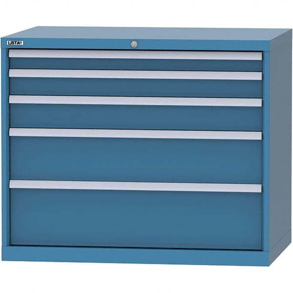 LISTA - 5 Drawer, 99 Compartment Bright Blue Steel Modular Storage Cabinet - Exact Tooling