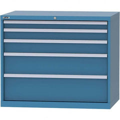 LISTA - 5 Drawer, 99 Compartment Bright Blue Steel Modular Storage Cabinet - Exact Tooling