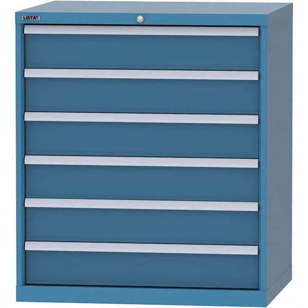 LISTA - 6 Drawer, 84 Compartment Bright Blue Steel Modular Storage Cabinet - Exact Tooling