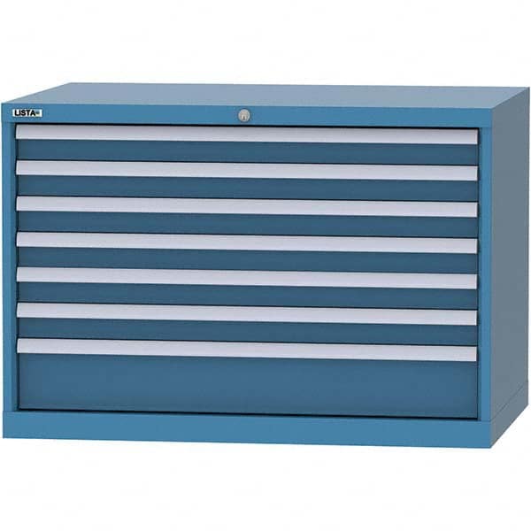 LISTA - 7 Drawer, 84 Compartment Bright Blue Steel Modular Storage Cabinet - Exact Tooling