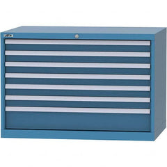 LISTA - 7 Drawer, 84 Compartment Bright Blue Steel Modular Storage Cabinet - Exact Tooling