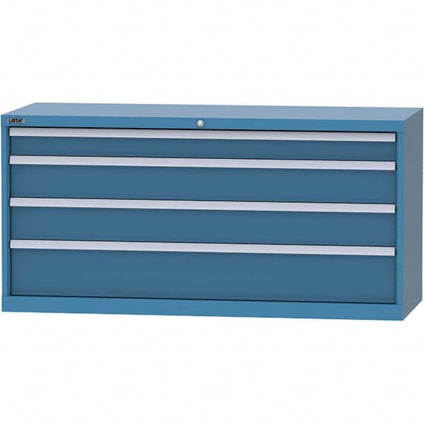 LISTA - 4 Drawer, 84 Compartment Bright Blue Steel Modular Storage Cabinet - Exact Tooling