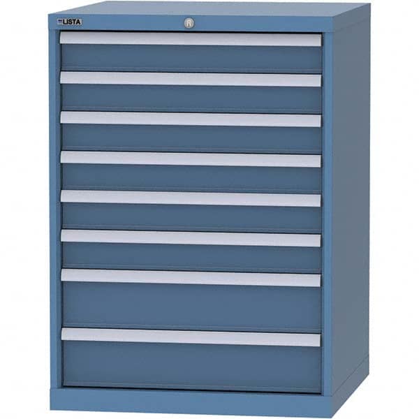 LISTA - 8 Drawer, 45 Compartment Bright Blue Steel Modular Storage Cabinet - Exact Tooling