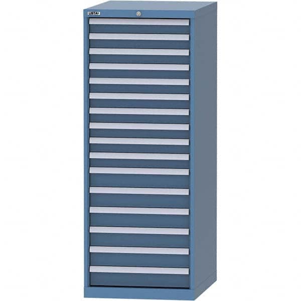 LISTA - 16 Drawer, 99 Compartment Bright Blue Steel Modular Storage Cabinet - Exact Tooling