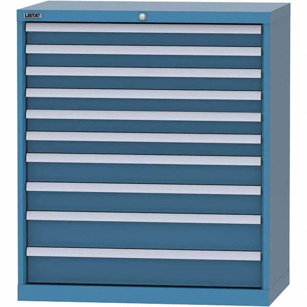 LISTA - 10 Drawer, 84 Compartment Bright Blue Steel Modular Storage Cabinet - Exact Tooling