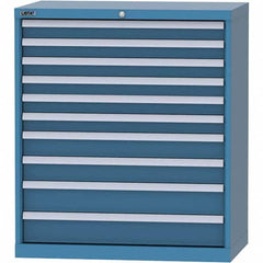 LISTA - 10 Drawer, 84 Compartment Bright Blue Steel Modular Storage Cabinet - Exact Tooling