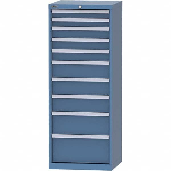 LISTA - 10 Drawer, 84 Compartment Bright Blue Steel Modular Storage Cabinet - Exact Tooling