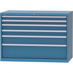 LISTA - 6 Drawer, 99 Compartment Bright Blue Steel Modular Storage Cabinet - Exact Tooling