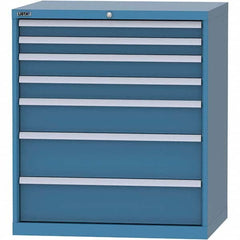 LISTA - 7 Drawer, 84 Compartment Bright Blue Steel Modular Storage Cabinet - Exact Tooling