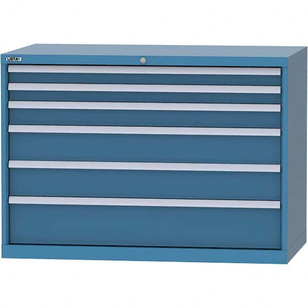 LISTA - 6 Drawer, 99 Compartment Bright Blue Steel Modular Storage Cabinet - Exact Tooling