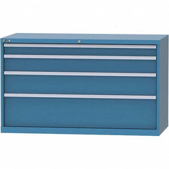 LISTA - 4 Drawer, 84 Compartment Bright Blue Steel Modular Storage Cabinet - Exact Tooling