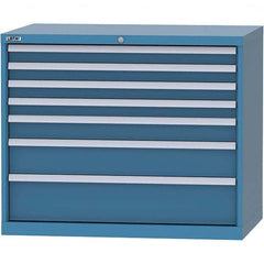 LISTA - 7 Drawer, 99 Compartment Bright Blue Steel Modular Storage Cabinet - Exact Tooling