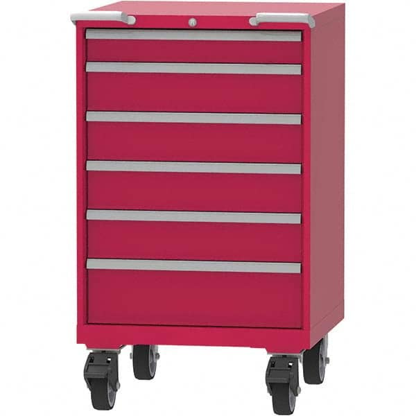 LISTA - 6 Drawer, 45 Compartment Red Steel Modular Storage Cabinet - Exact Tooling
