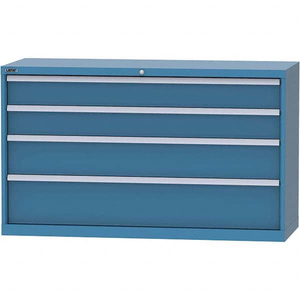 LISTA - 4 Drawer, 84 Compartment Bright Blue Steel Modular Storage Cabinet - Exact Tooling