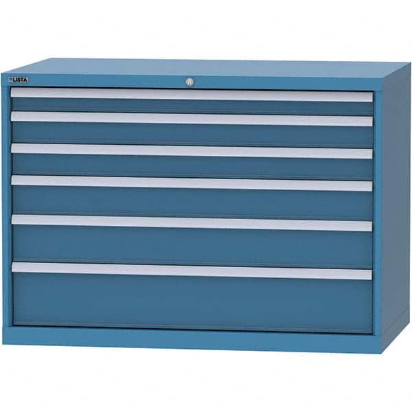 LISTA - 6 Drawer, 99 Compartment Bright Blue Steel Modular Storage Cabinet - Exact Tooling