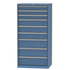LISTA - 9 Drawer, 124 Compartment Bright Blue Steel Modular Storage Cabinet - Exact Tooling