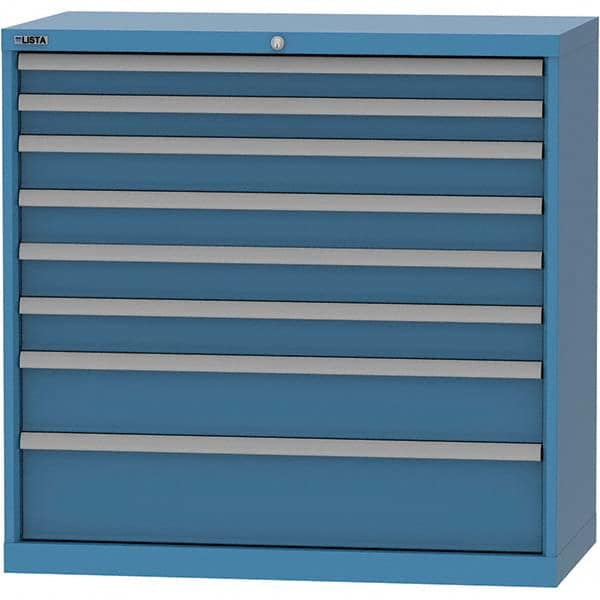 LISTA - 8 Drawer, 84 Compartment Bright Blue Steel Modular Storage Cabinet - Exact Tooling