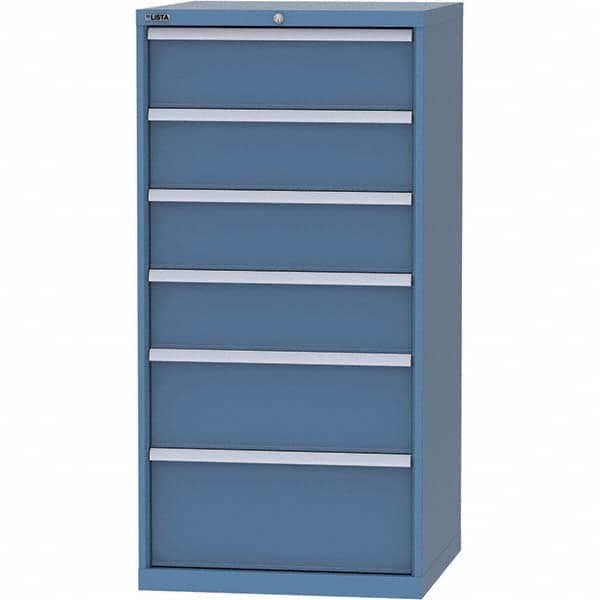 LISTA - 6 Drawer, 45 Compartment Bright Blue Steel Modular Storage Cabinet - Exact Tooling
