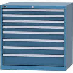 LISTA - 8 Drawer, 84 Compartment Bright Blue Steel Modular Storage Cabinet - Exact Tooling