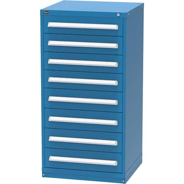 Vidmar - 8 Drawer, 124 Compartment Bright Blue Steel Modular Storage Cabinet - Exact Tooling