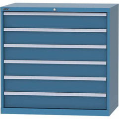 LISTA - 6 Drawer, 99 Compartment Bright Blue Steel Modular Storage Cabinet - Exact Tooling