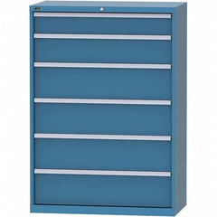 LISTA - 6 Drawer, 84 Compartment Bright Blue Steel Modular Storage Cabinet - Exact Tooling