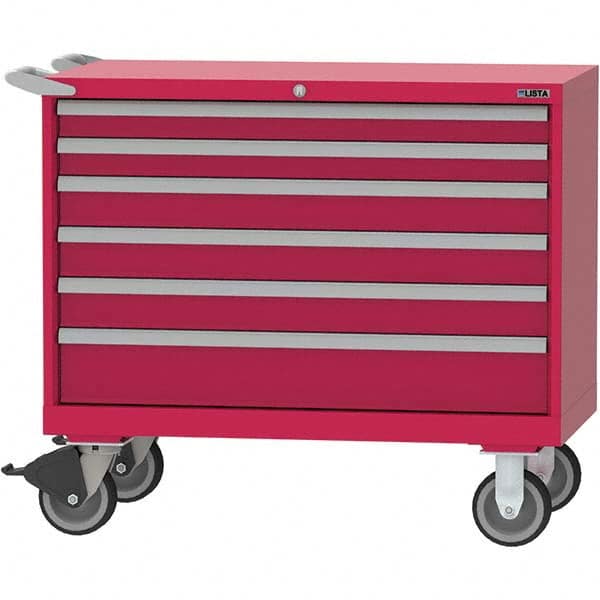 LISTA - 6 Drawer, 84 Compartment Bright Blue Steel Modular Storage Cabinet - Exact Tooling