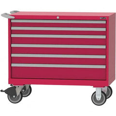 LISTA - 6 Drawer, 84 Compartment Bright Blue Steel Modular Storage Cabinet - Exact Tooling