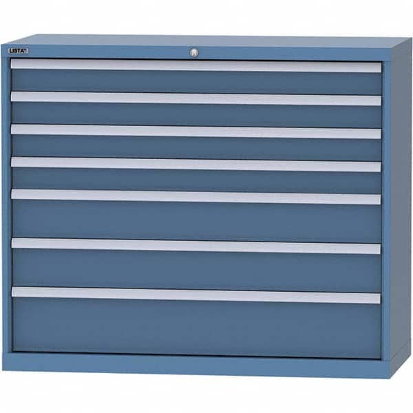 LISTA - 7 Drawer, 99 Compartment Bright Blue Steel Modular Storage Cabinet - Exact Tooling
