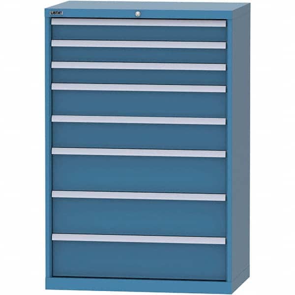LISTA - 8 Drawer, 84 Compartment Bright Blue Steel Modular Storage Cabinet - Exact Tooling