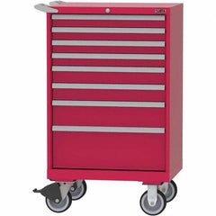 LISTA - 8 Drawer, 124 Compartment Red Steel Modular Storage Cabinet - Exact Tooling