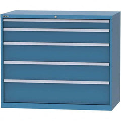 LISTA - 5 Drawer, 99 Compartment Bright Blue Steel Modular Storage Cabinet - Exact Tooling