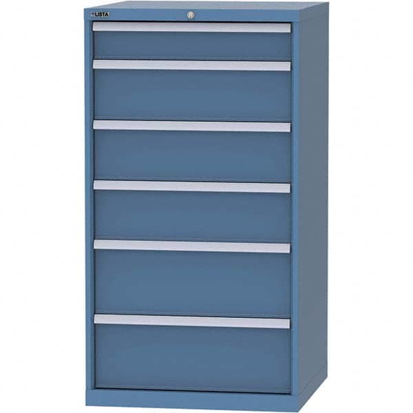 LISTA - 6 Drawer, 45 Compartment Bright Blue Steel Modular Storage Cabinet - Exact Tooling