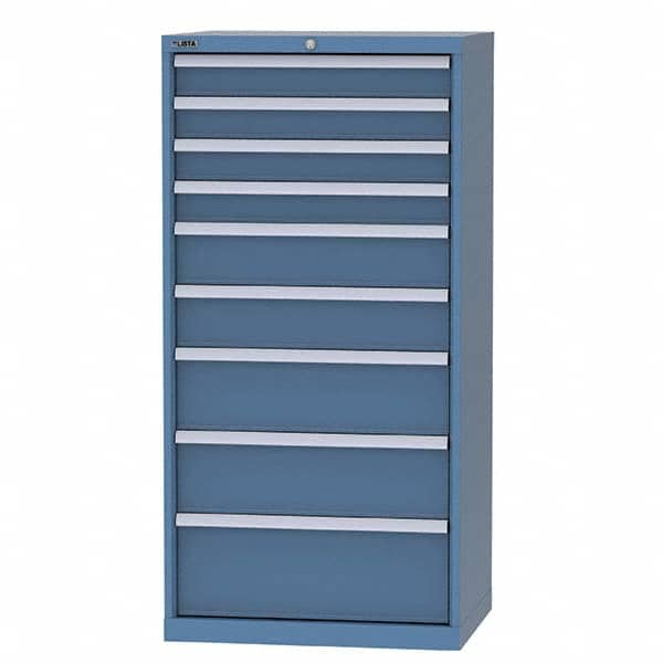 LISTA - 8 Drawer, 124 Compartment Bright Blue Steel Modular Storage Cabinet - Exact Tooling
