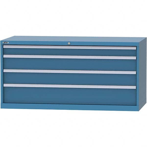 LISTA - 4 Drawer, 84 Compartment Bright Blue Steel Modular Storage Cabinet - Exact Tooling