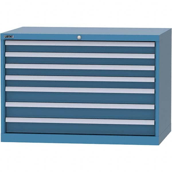 LISTA - 7 Drawer, 84 Compartment Bright Blue Steel Modular Storage Cabinet - Exact Tooling