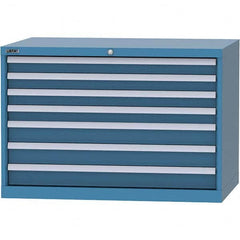 LISTA - 7 Drawer, 84 Compartment Bright Blue Steel Modular Storage Cabinet - Exact Tooling