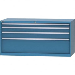 LISTA - 4 Drawer, 84 Compartment Bright Blue Steel Modular Storage Cabinet - Exact Tooling