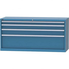 LISTA - 4 Drawer, 84 Compartment Bright Blue Steel Modular Storage Cabinet - Exact Tooling