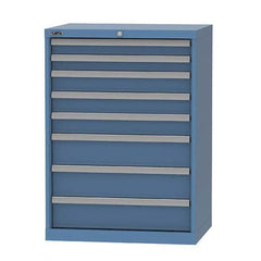 LISTA - 8 Drawer, 124 Compartment Bright Blue Steel Modular Storage Cabinet - Exact Tooling