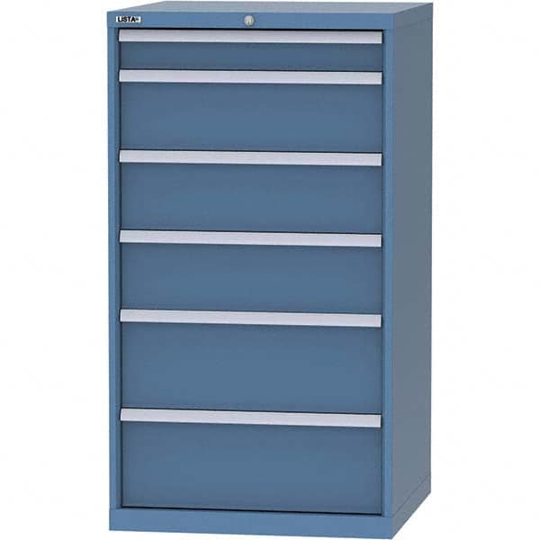 LISTA - 6 Drawer, 45 Compartment Bright Blue Steel Modular Storage Cabinet - Exact Tooling