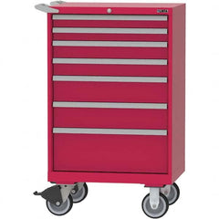 LISTA - 7 Drawer, 124 Compartment Red Steel Modular Storage Cabinet - Exact Tooling