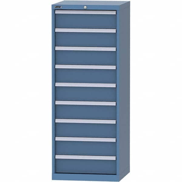 LISTA - 9 Drawer, 84 Compartment Bright Blue Steel Modular Storage Cabinet - Exact Tooling