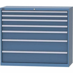 LISTA - 7 Drawer, 99 Compartment Bright Blue Steel Modular Storage Cabinet - Exact Tooling